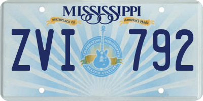 MS license plate ZVI792