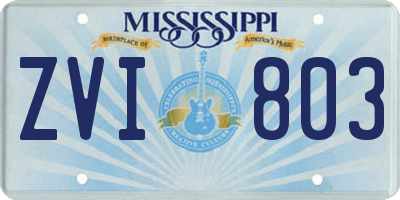 MS license plate ZVI803