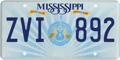 MS license plate ZVI892