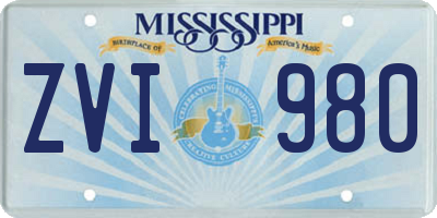MS license plate ZVI980