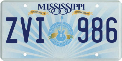 MS license plate ZVI986