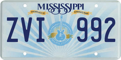 MS license plate ZVI992