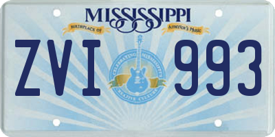 MS license plate ZVI993