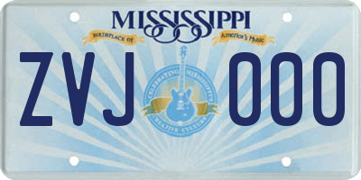 MS license plate ZVJ000