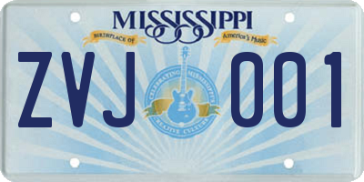 MS license plate ZVJ001