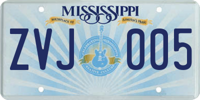 MS license plate ZVJ005