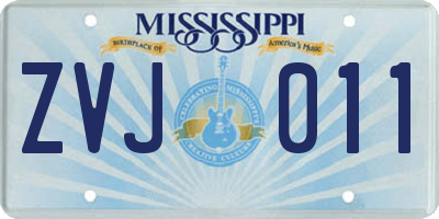 MS license plate ZVJ011