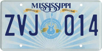 MS license plate ZVJ014