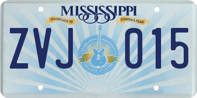 MS license plate ZVJ015