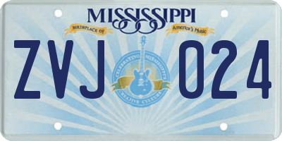 MS license plate ZVJ024
