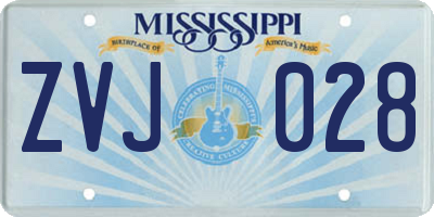 MS license plate ZVJ028