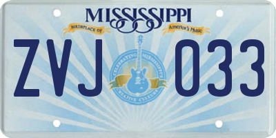MS license plate ZVJ033