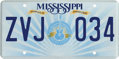MS license plate ZVJ034