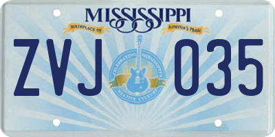 MS license plate ZVJ035