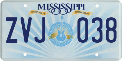 MS license plate ZVJ038