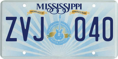 MS license plate ZVJ040