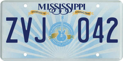 MS license plate ZVJ042