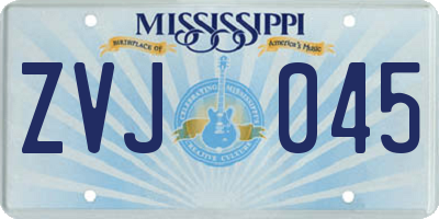 MS license plate ZVJ045