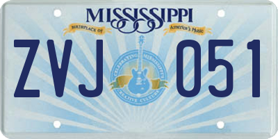 MS license plate ZVJ051