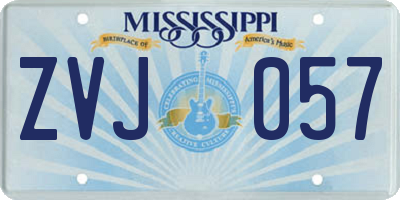 MS license plate ZVJ057