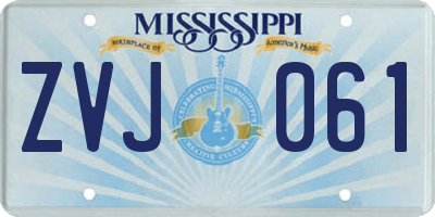 MS license plate ZVJ061