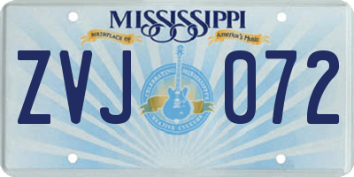 MS license plate ZVJ072