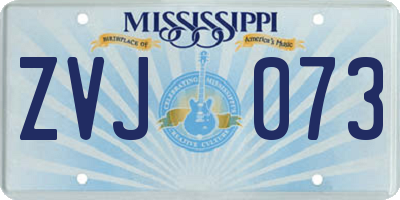 MS license plate ZVJ073