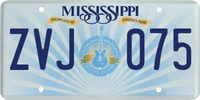 MS license plate ZVJ075