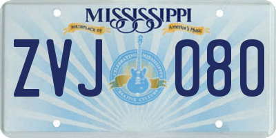 MS license plate ZVJ080