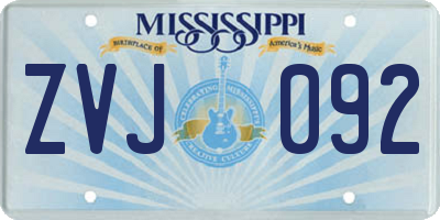 MS license plate ZVJ092