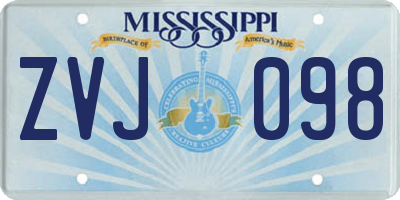 MS license plate ZVJ098