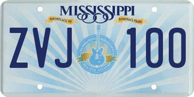 MS license plate ZVJ100