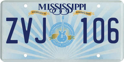 MS license plate ZVJ106