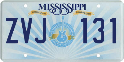 MS license plate ZVJ131