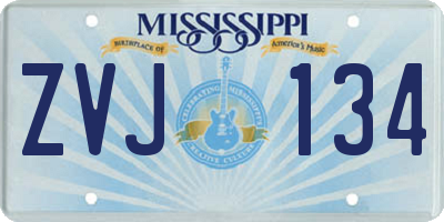 MS license plate ZVJ134