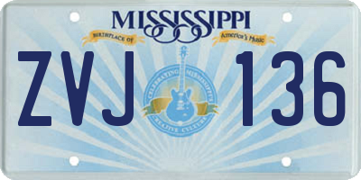 MS license plate ZVJ136