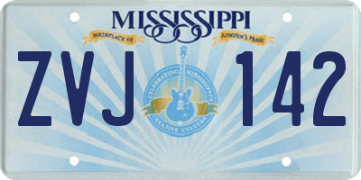 MS license plate ZVJ142