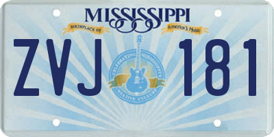MS license plate ZVJ181