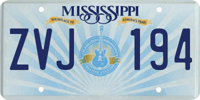 MS license plate ZVJ194