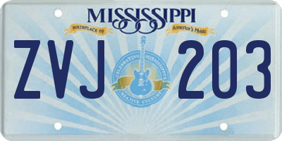 MS license plate ZVJ203