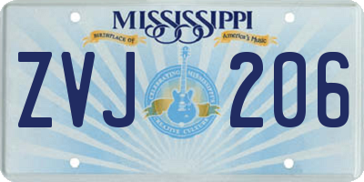 MS license plate ZVJ206