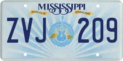 MS license plate ZVJ209