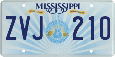 MS license plate ZVJ210