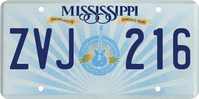 MS license plate ZVJ216