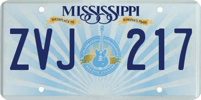 MS license plate ZVJ217