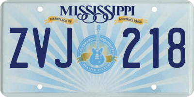 MS license plate ZVJ218