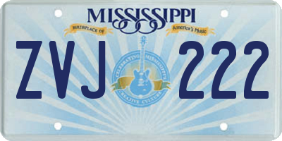 MS license plate ZVJ222