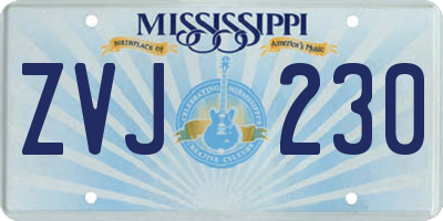 MS license plate ZVJ230