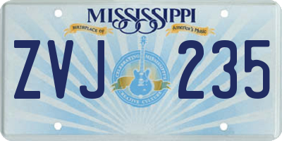 MS license plate ZVJ235