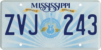 MS license plate ZVJ243